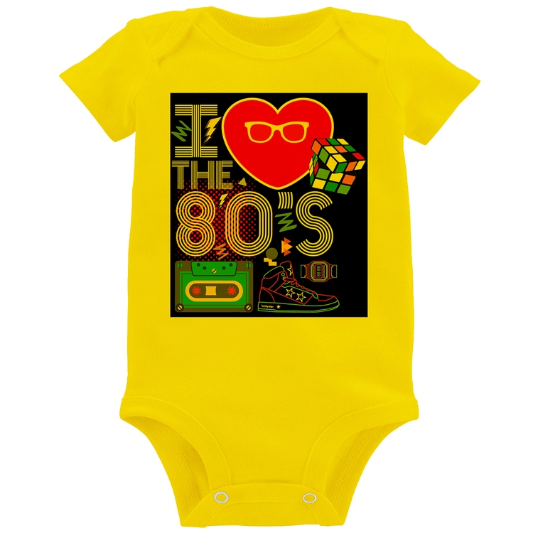 Body Bebê I Love the 80's - Amarelo