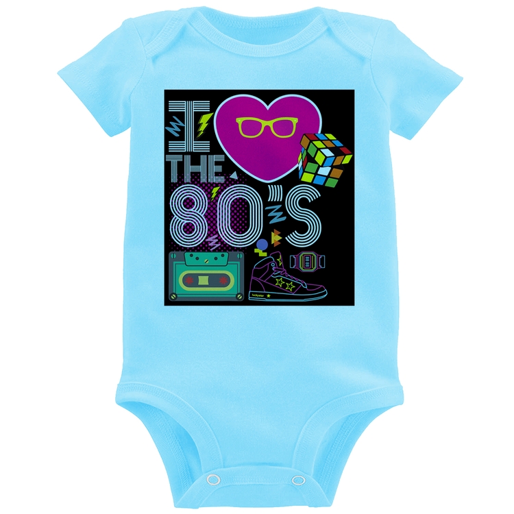 Body Bebê I Love the 80's - Azul Bebê