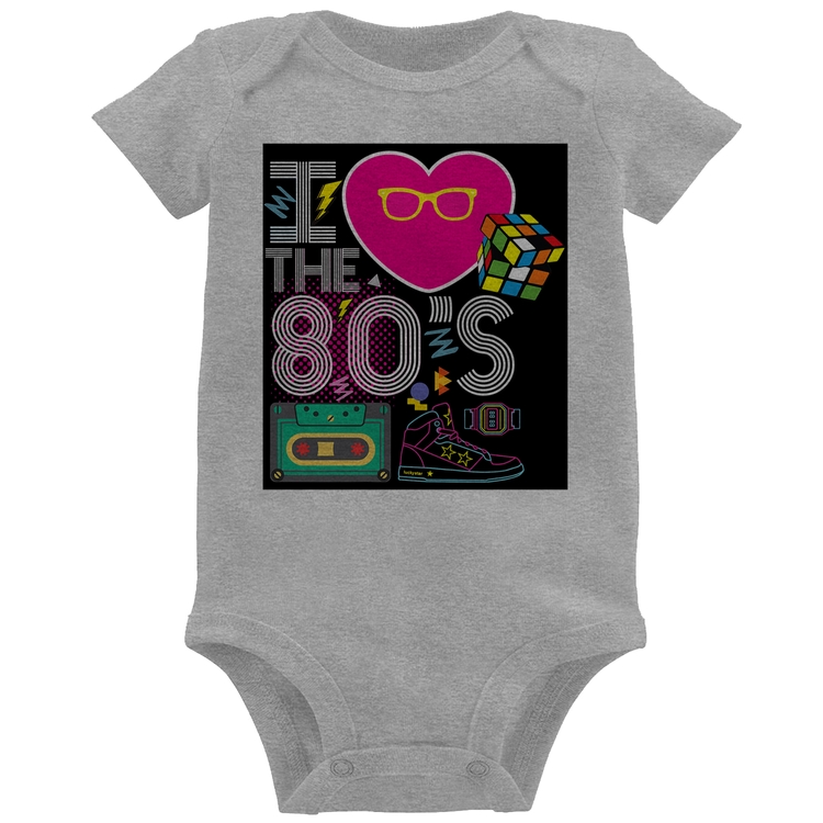 Body Bebê I Love the 80's - Cinza