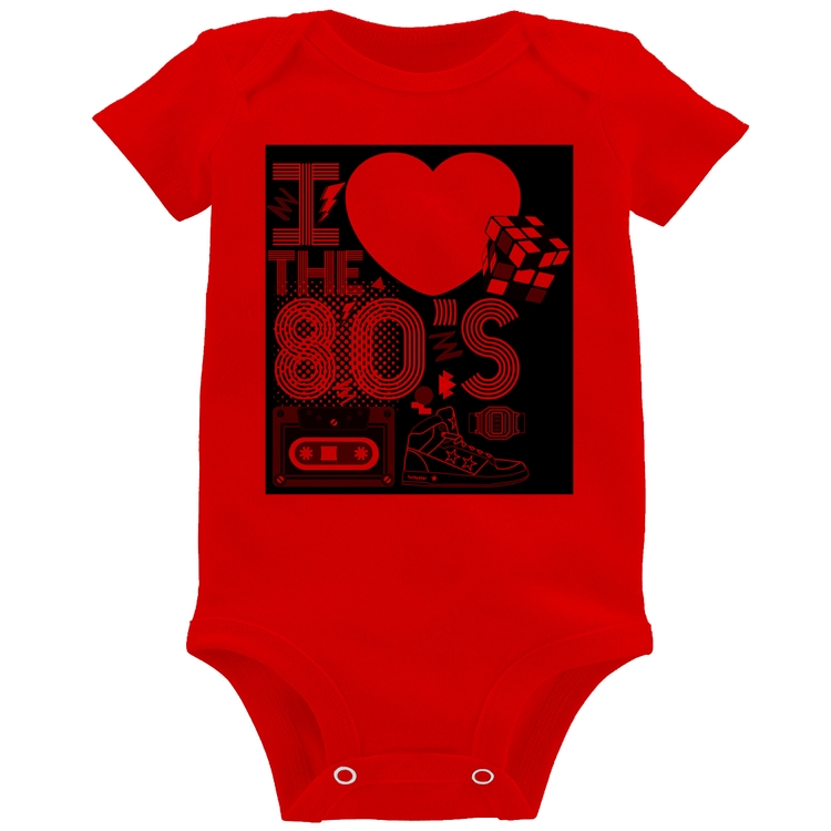 Body Bebê I Love the 80's - Vermelho