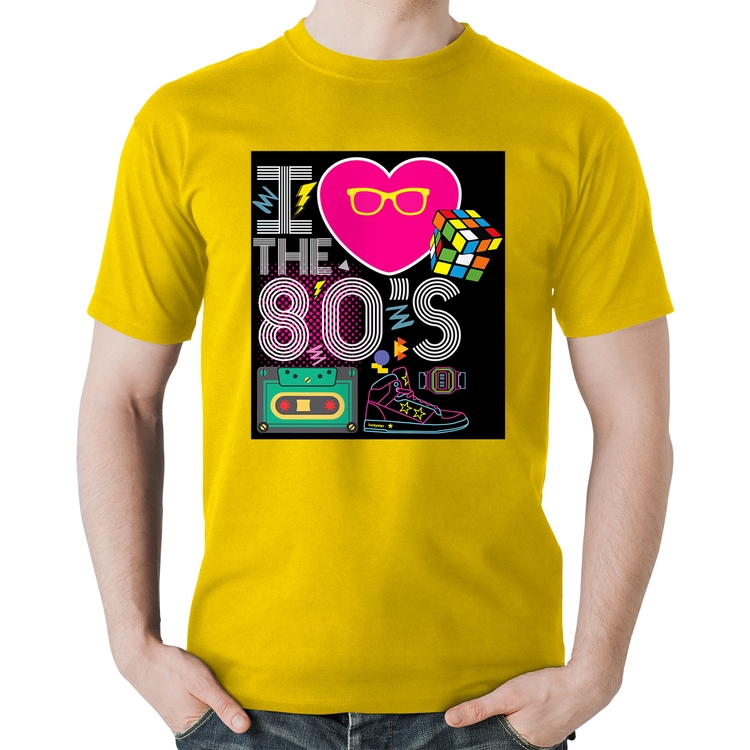 Camiseta Algodão I Love the 80's - Amarela