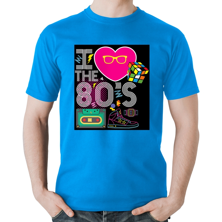 Camiseta Algodão I Love the 80's - Azul