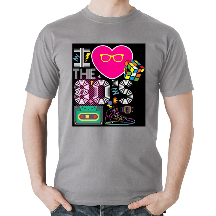 Camiseta Algodão I Love the 80's - Cinza