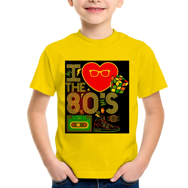 Camiseta Infantil I Love the 80's - Amarela