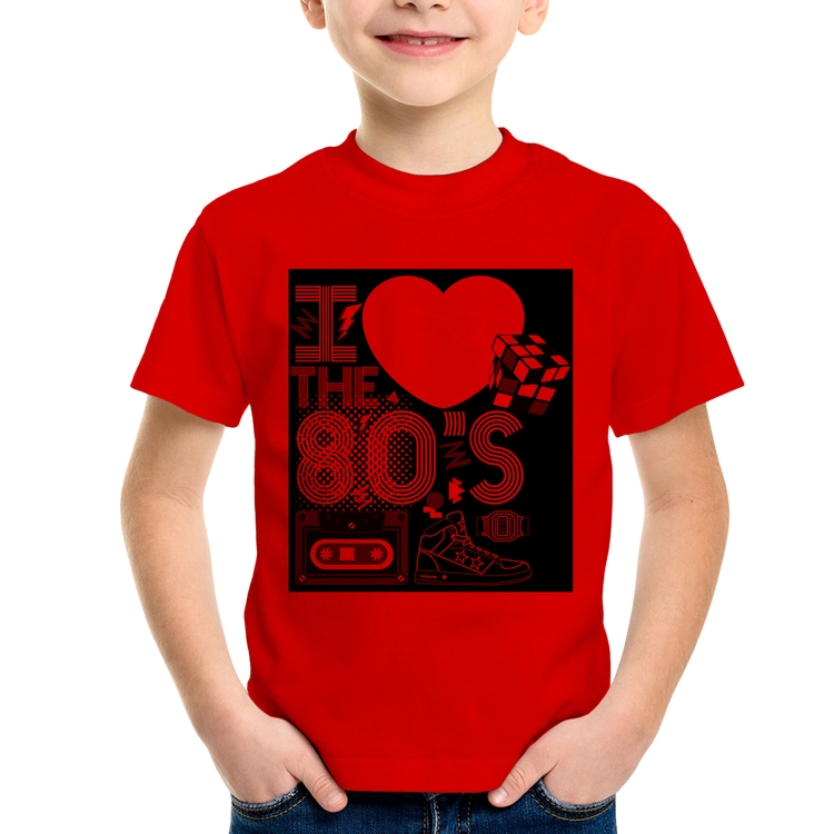 Camiseta Infantil I Love the 80's - Vermelha