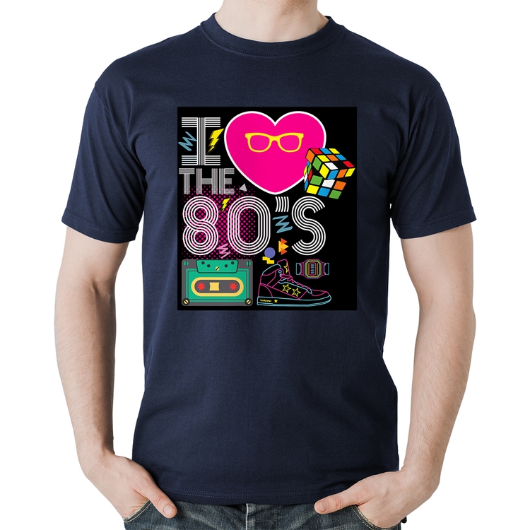 Camiseta Algodão I Love the 80's - Marinho