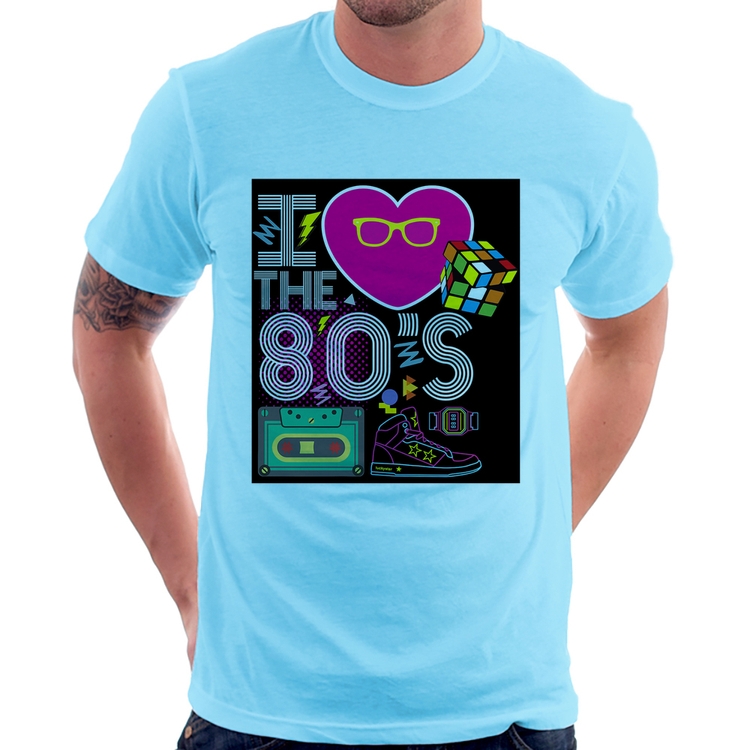 Camiseta I Love the 80's - Azul Bebê