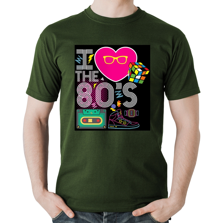 Camiseta Algodão I Love the 80's - Musgo