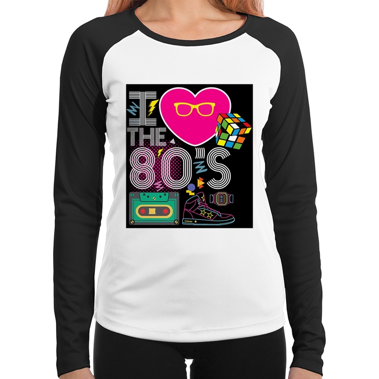 Baby Look Raglan I Love the 80's Manga Longa
