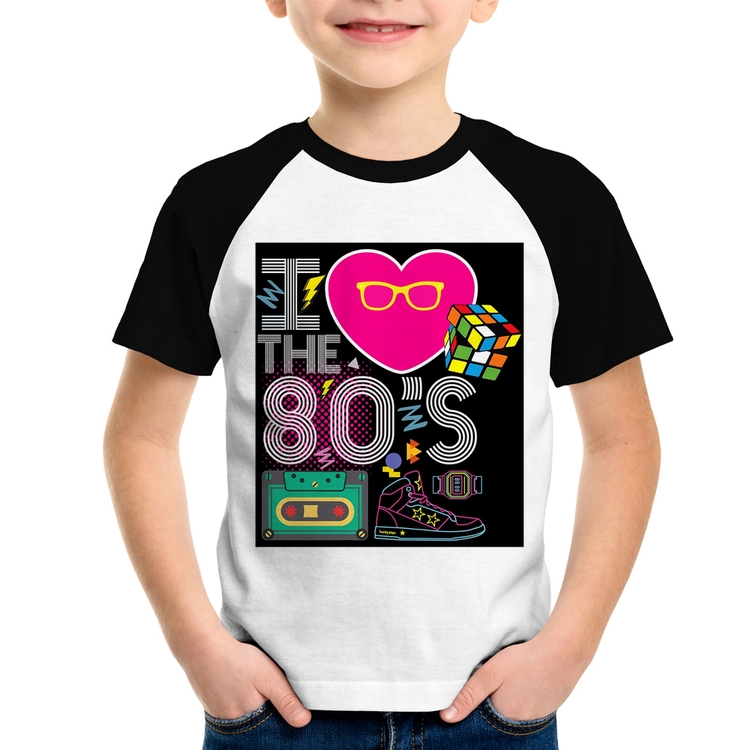 Camiseta Raglan Infantil I Love the 80's