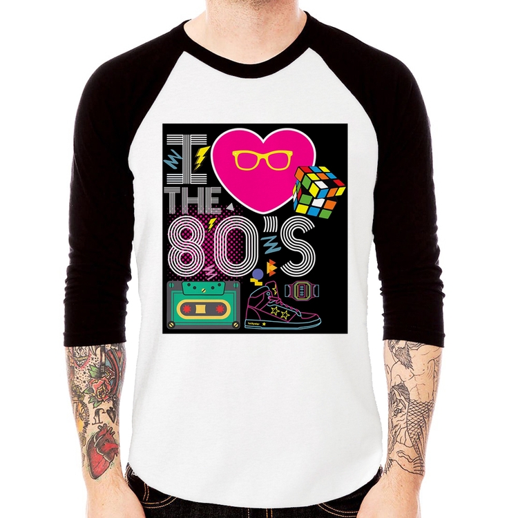 Camiseta Raglan I Love the 80's Manga 3/4