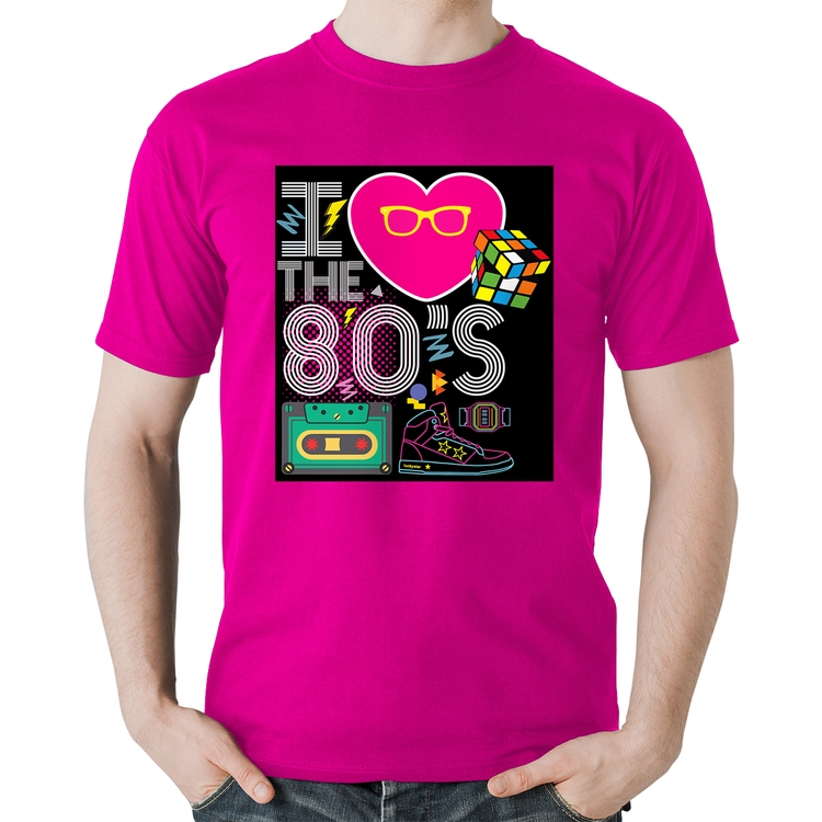 Camiseta Algodão I Love the 80's - Rosa