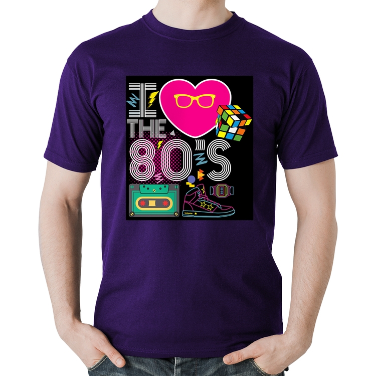 Camiseta Algodão I Love the 80's - Roxa