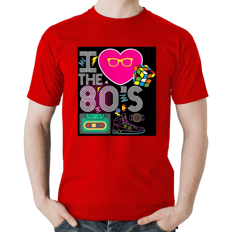 Camiseta Algodão I Love the 80's - Vermelha