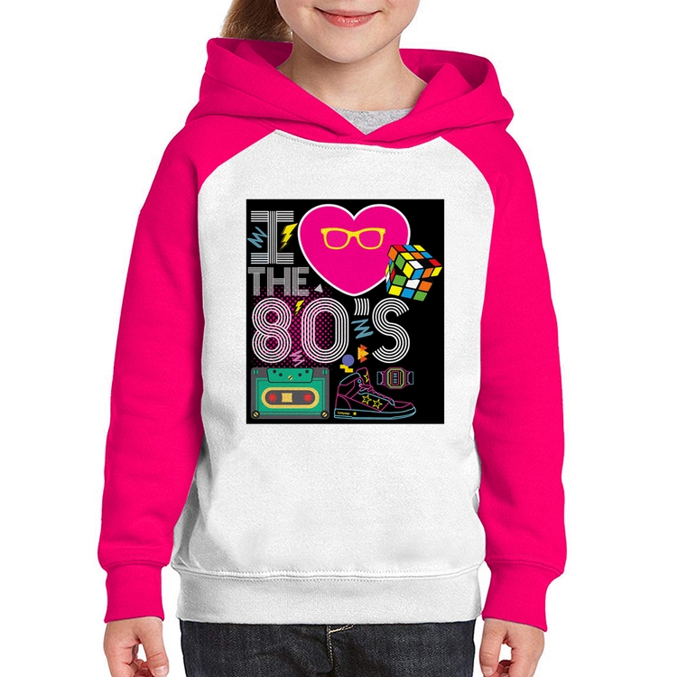 Moletom Infantil I Love the 80's - Branco/Rosa