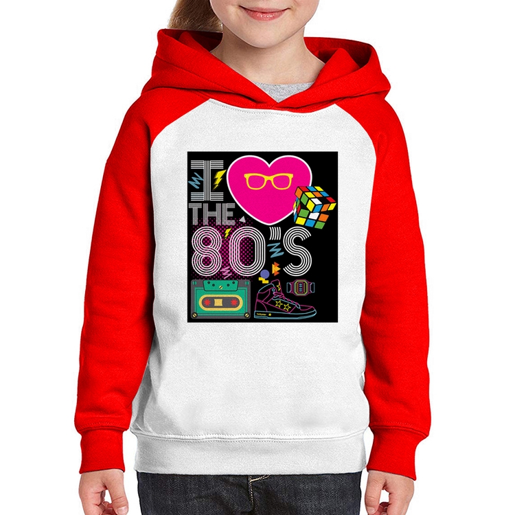 Moletom Infantil I Love the 80's - Branco/Vermelho