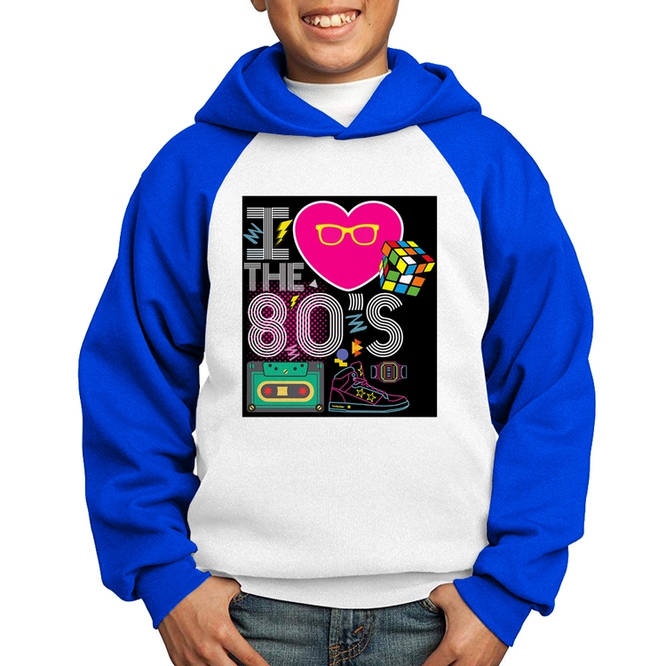 Moletom Infantil I Love the 80's - Branco/Azul
