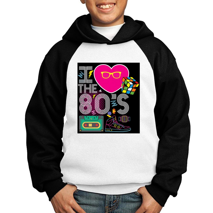 Moletom Infantil I Love the 80's - Branco/Preto