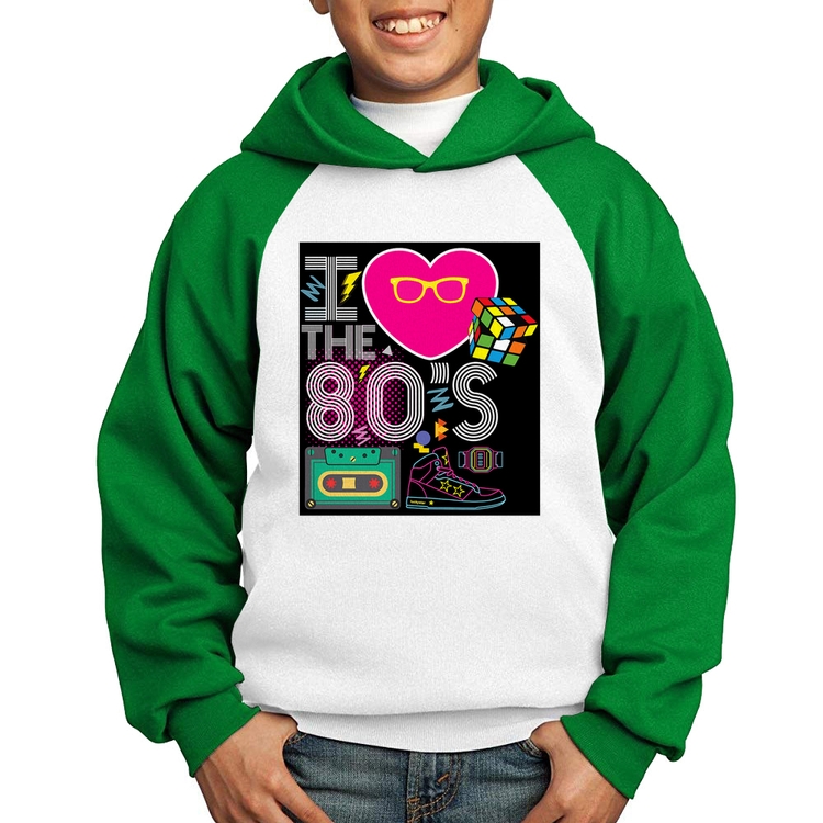 Moletom Infantil I Love the 80's - Branco/Verde
