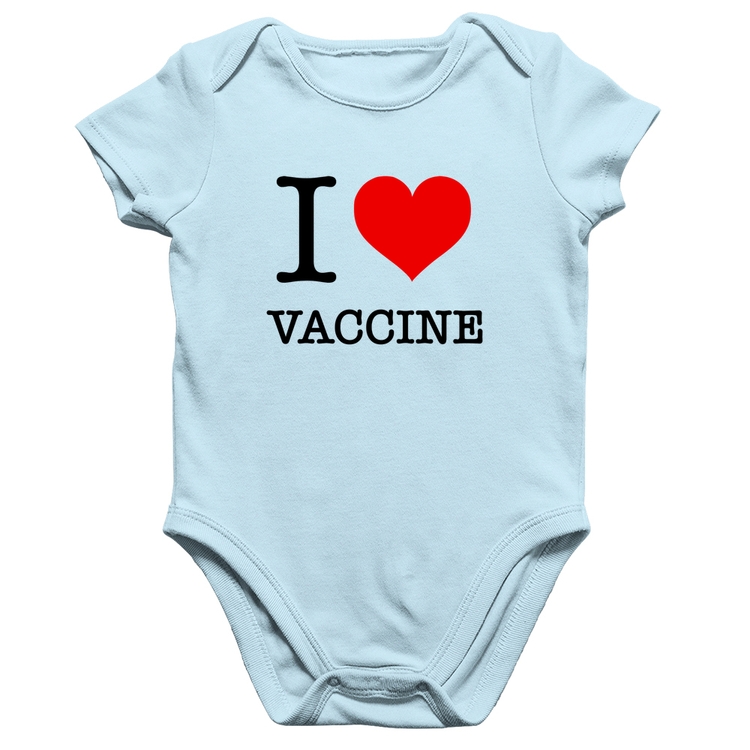 Body Bebê Algodão I Love Vaccine - Azul Bebê