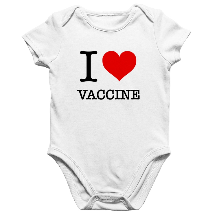 Body Bebê Algodão I Love Vaccine - Branco