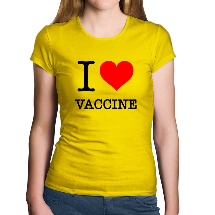 Baby Look Algodão I Love Vaccine - Amarela