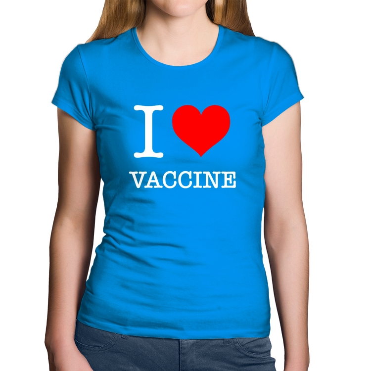 Baby Look Algodão I Love Vaccine - Azul