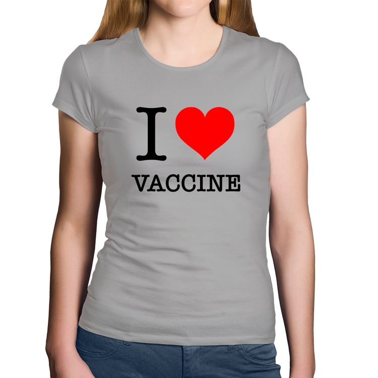 Baby Look Algodão I Love Vaccine - Cinza