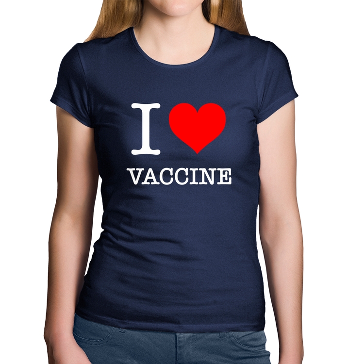 Baby Look Algodão I Love Vaccine - Marinho
