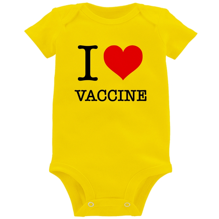 Body Bebê I Love Vaccine - Amarelo