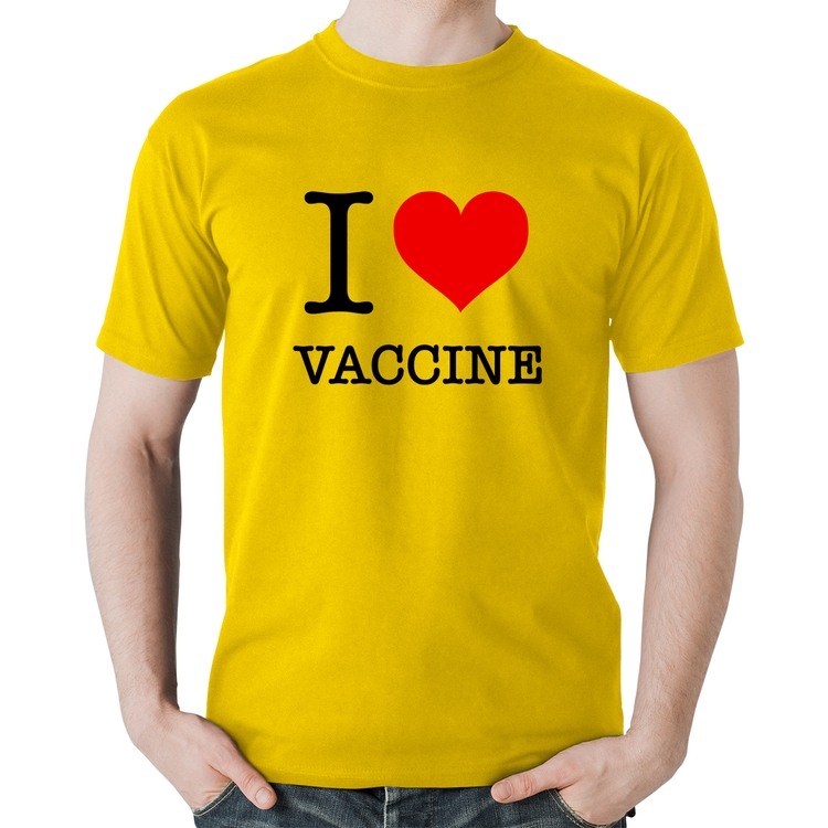 Camiseta Algodão I Love Vaccine - Amarela