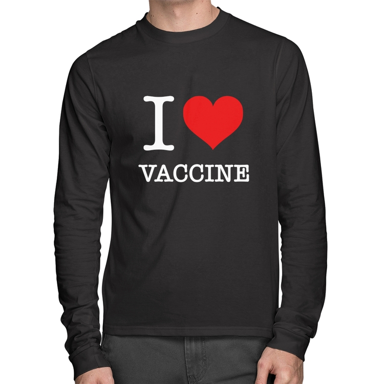 Camiseta Algodão I Love Vaccine Manga Longa