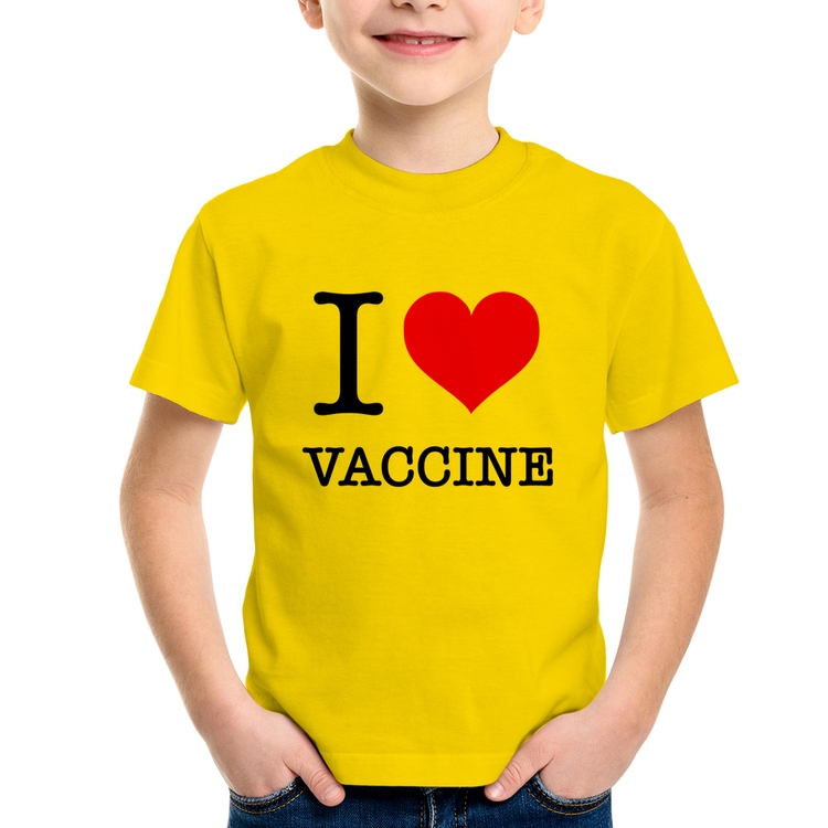 Camiseta Infantil I Love Vaccine - Amarela