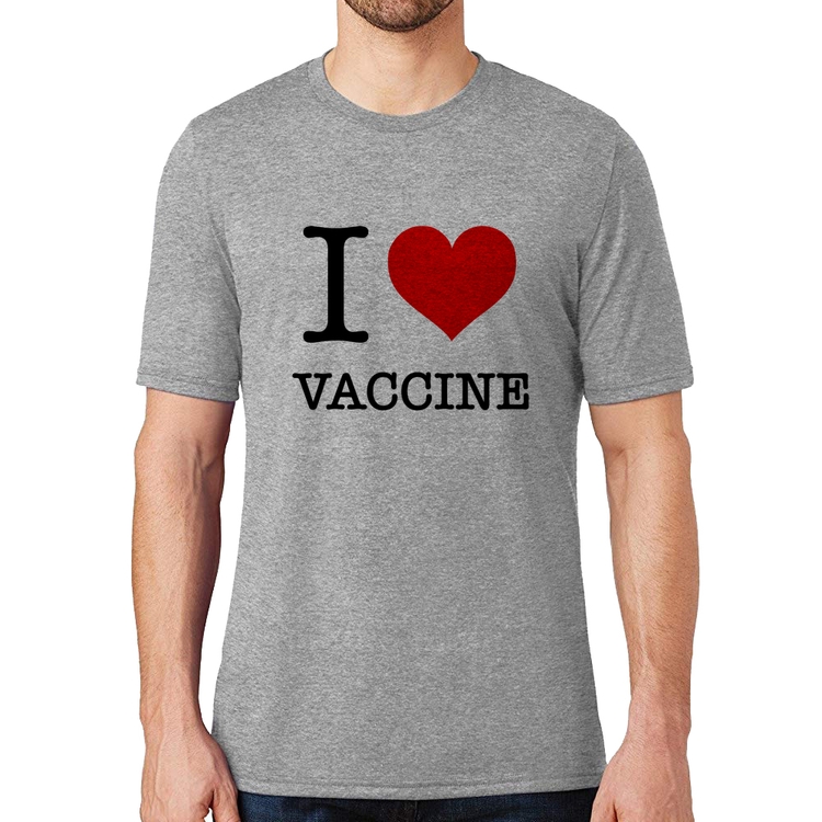 Camiseta I Love Vaccine - Cinza