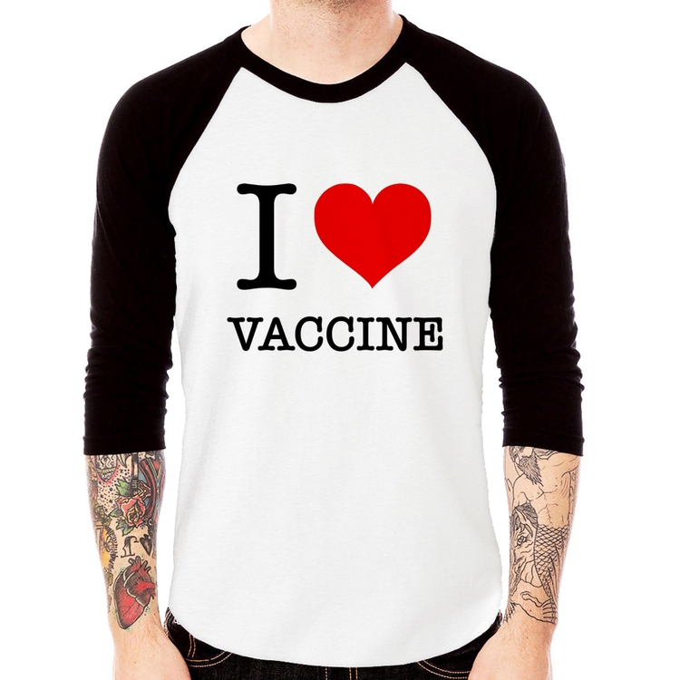 Camiseta Raglan I Love Vaccine Manga 3/4