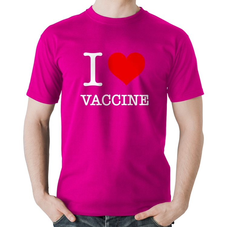Camiseta Algodão I Love Vaccine - Rosa