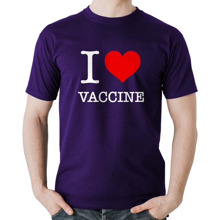 Camiseta Algodão I Love Vaccine - Roxa