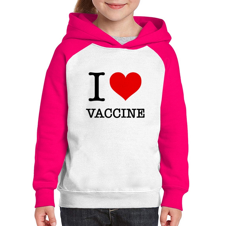 Moletom Infantil I Love Vaccine - Branco/Rosa