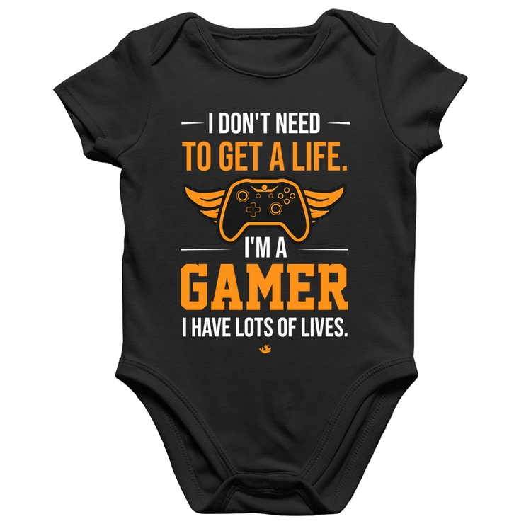 Body Bebê Algodão I'm a gamer, I have lots of lives