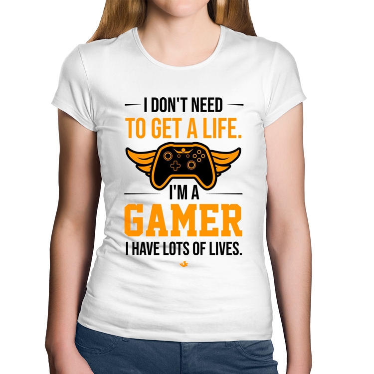 Baby Look Algodão I'm a gamer, I have lots of lives - Branca