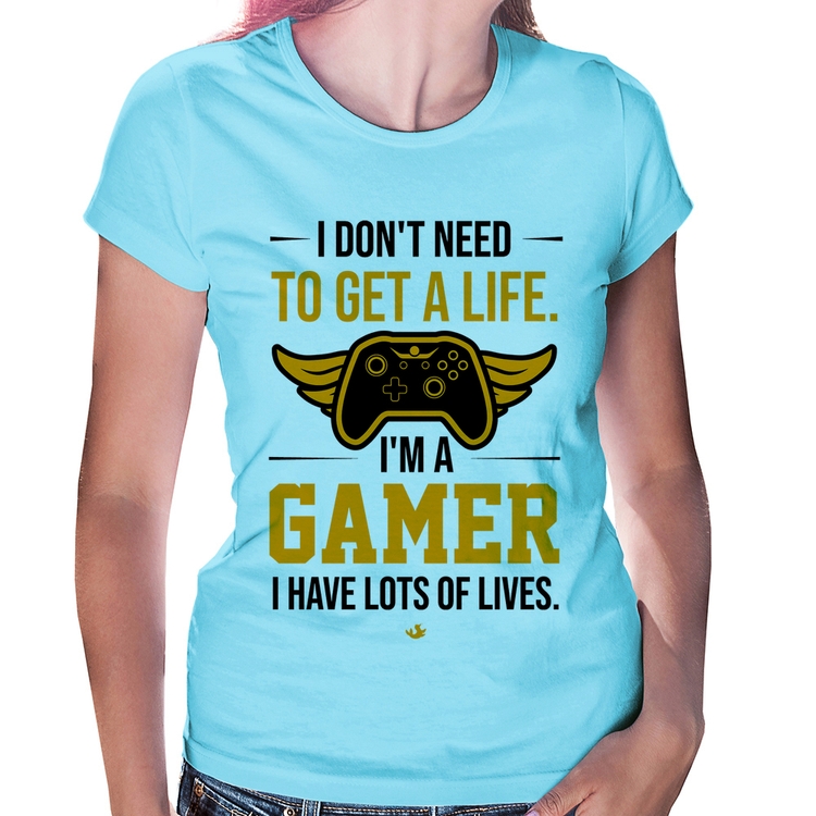 Baby Look I'm a gamer, I have lots of lives - Azul Bebê