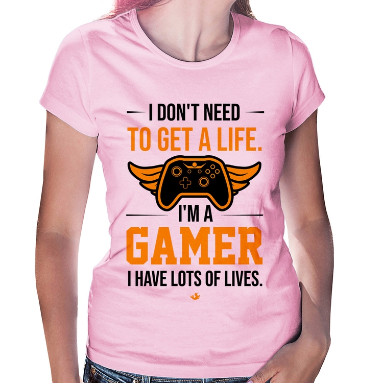 Baby Look I'm a gamer, I have lots of lives - Rosa Bebê