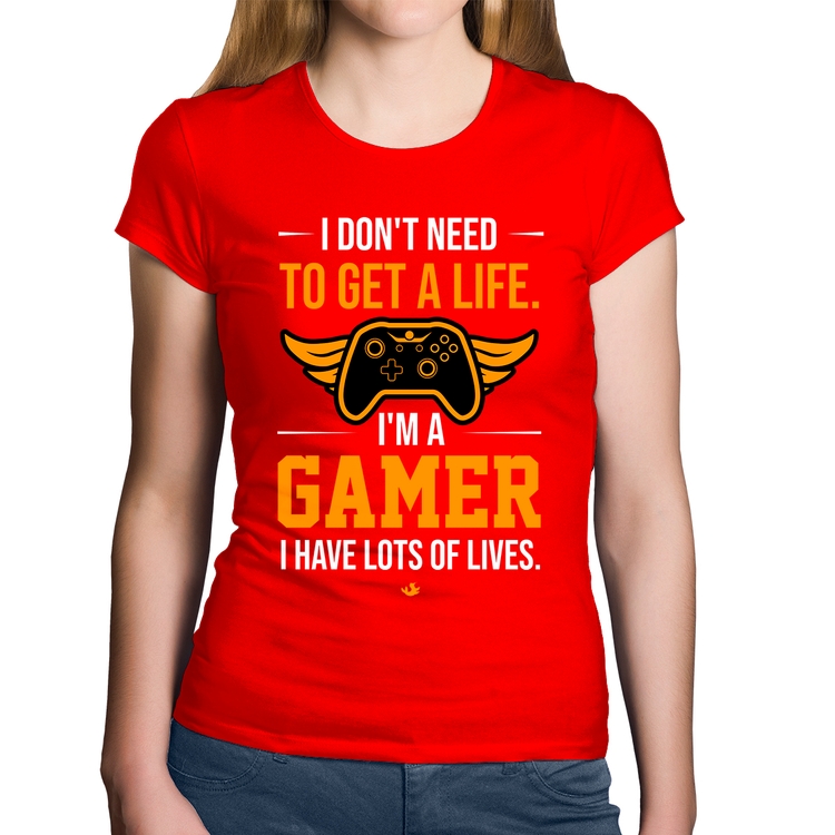 Baby Look Algodão I'm a gamer, I have lots of lives - Vermelha