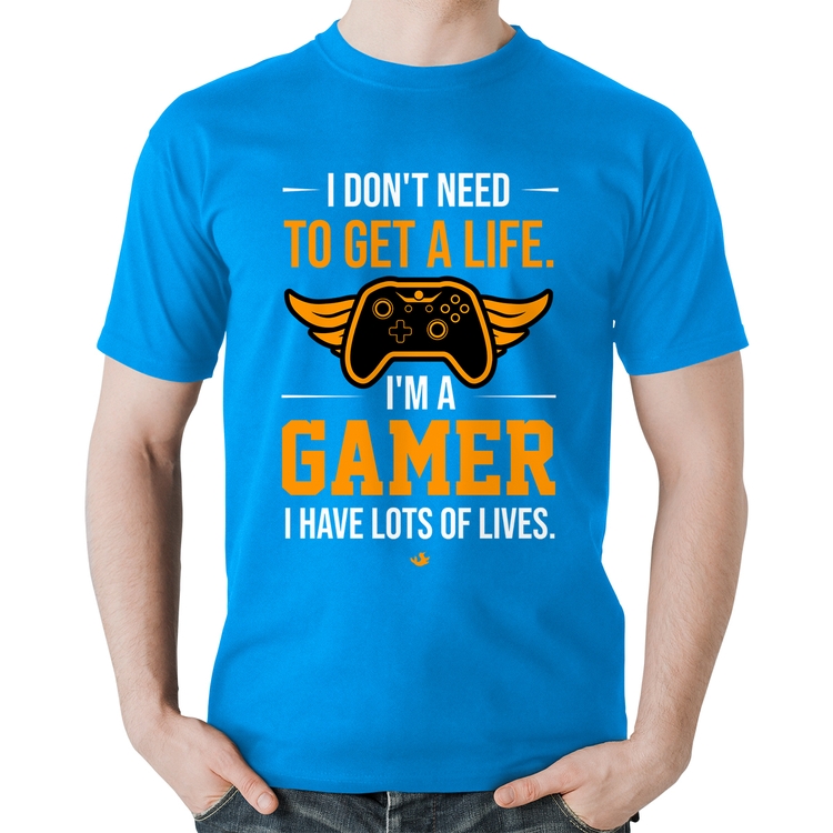 Camiseta Algodão I'm a gamer, I have lots of lives - Azul