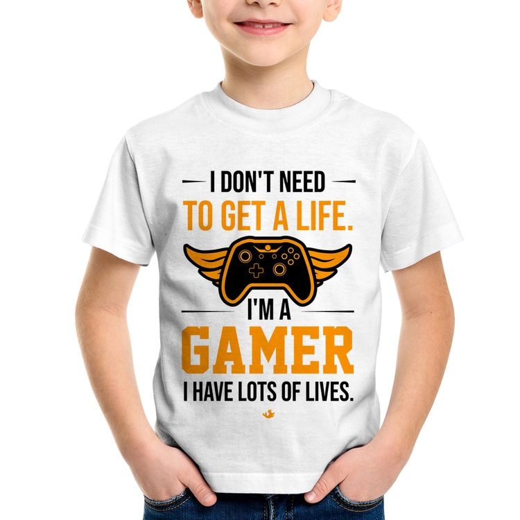 Camiseta Infantil I'm a gamer, I have lots of lives