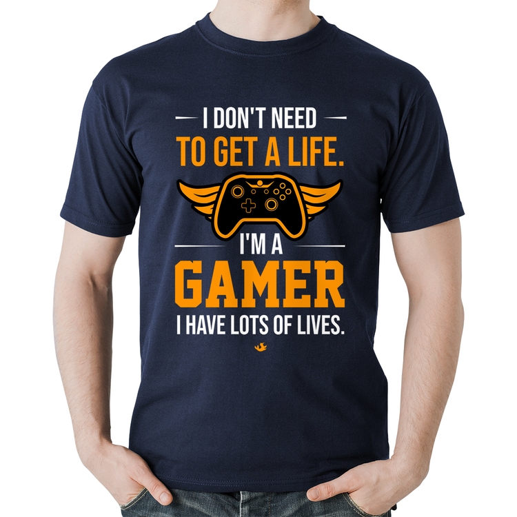 Camiseta Algodão I'm a gamer, I have lots of lives - Marinho