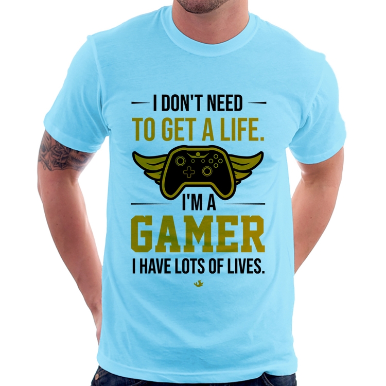 Camiseta I'm a gamer, I have lots of lives - Azul Bebê