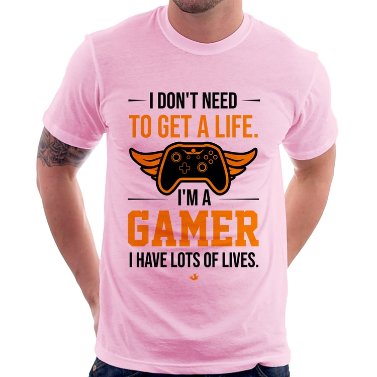 Camiseta I'm a gamer, I have lots of lives - Rosa Bebê
