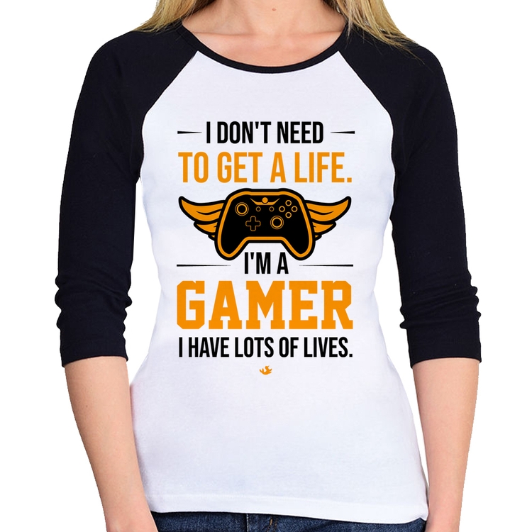 Baby Look Raglan I'm a gamer, I have lots of lives Manga 3/4