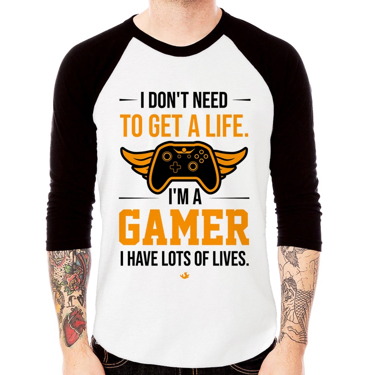 Camiseta Raglan I'm a gamer, I have lots of lives Manga 3/4